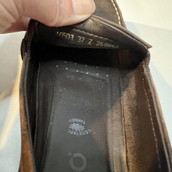 ECCO Women's Brown Suede Slip On Loafers Square Toe Shock Lite Comfort Size 37 - Picture 6 of 7